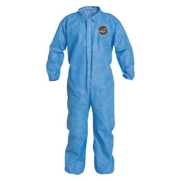10 Coverall. Collar. Elastic Wrists and Ankles. Elastic Waist. Blue. LG
