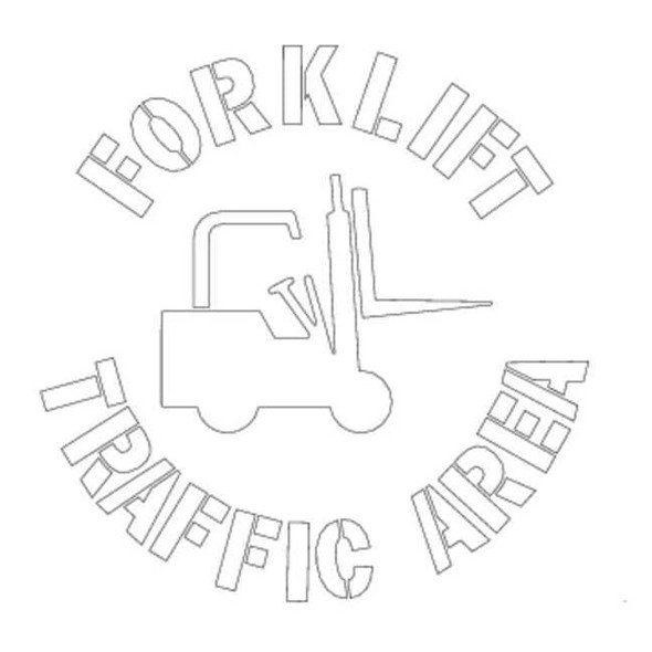 Stencil, Fork Lift Traffic Area, 24 in Character Height, Polyethylene, Clear