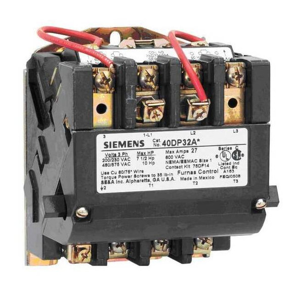 Siemens 120VAC Non-Reversing Magnetic Contactor 3P 60A NEMA 2-1/2 40GP32AF