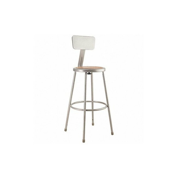 National Public Seating Round Stool with Backrest, Height 30"Gray 6230B