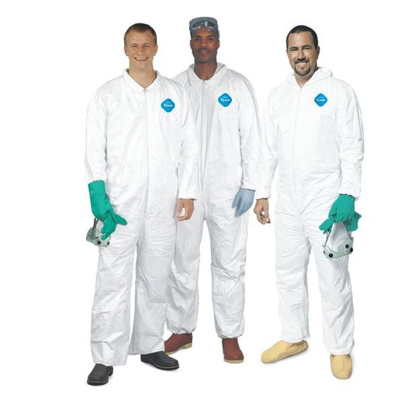 Tyvek 400 Collared Disposable Coveralls, 3XL, Open Wrists and Ankles, Serged Seam, White, PK6
