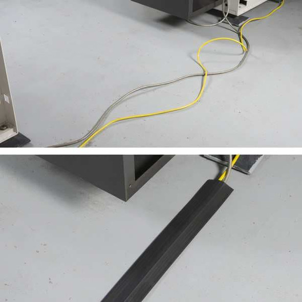 D-Line Cable Protector, 9/16 in H, 30 ft L, 3-1/4 in W, 1 Channel, Black US/FC83B/9M