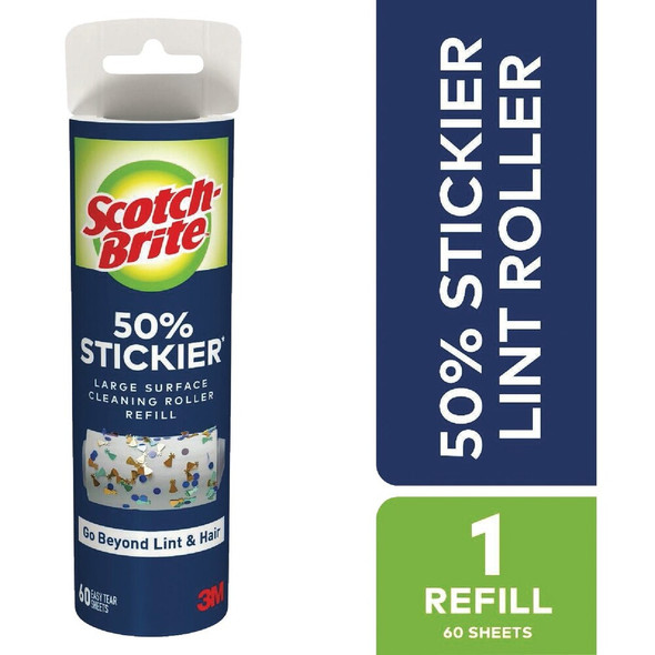 Scotch-Brite 50% Stickier Large Surface Lint Roller Refill, 60 Sheets 830LSRFS-60 644542