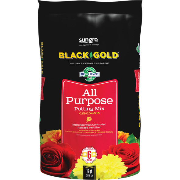 Black Gold 16 Qt. 12-1/2 Lb. All Purpose Potting Soil Mix 1410102.Q16U Black Gold 16 Qt. 12-1/2 Lb. All Purpose Potting Soil Mix 1410102.Q16U
