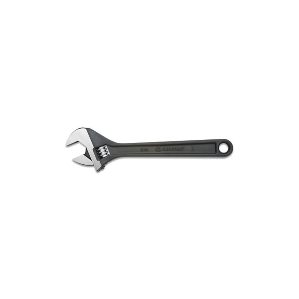 Black Oxide Adjustable Wrench, Polished Face, 8 in Overall L, 1.125 in Opening, SAE/Metric