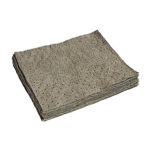 Sorbent Pad, 21 gal, 16 in x 18 in, Universal, Gray, Renewable Natural Fibers