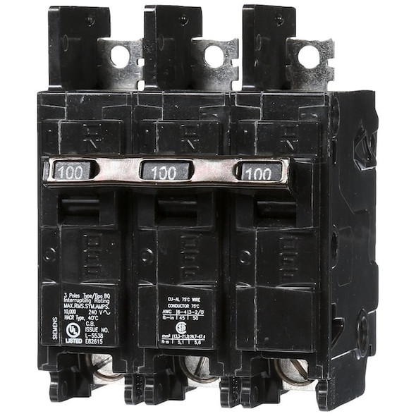 Siemens Circuit Breaker,100A,Bolt On,240V,3P BQ3B100 Siemens Circuit Breaker,100A,Bolt On,240V,3P BQ3B100