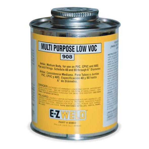 Ez Weld Cement,32 Oz,Amber,PVC,CPVC,ABS 20804