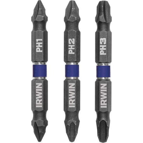 Irwin DriverBitSet,3pcs,Steel,Shank:1/4" IWAF32DEPHMIX3