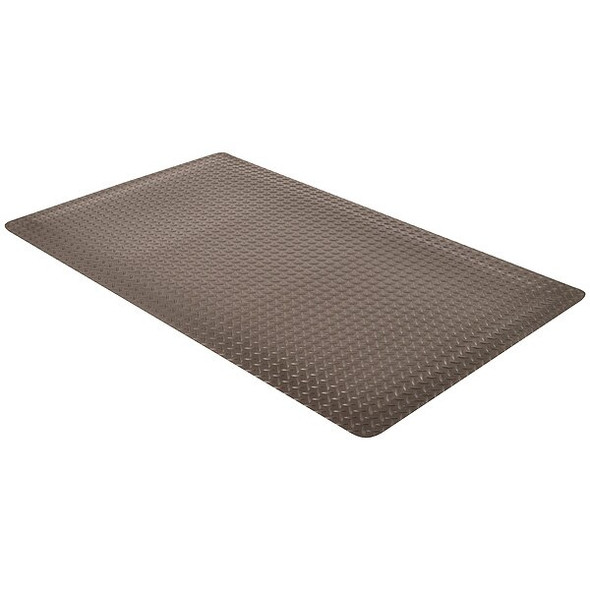 Antifatigue Mat, Diamond Plate, 2 ft x 3 ft, 9/16 in Thick, Black, Beveled Edge