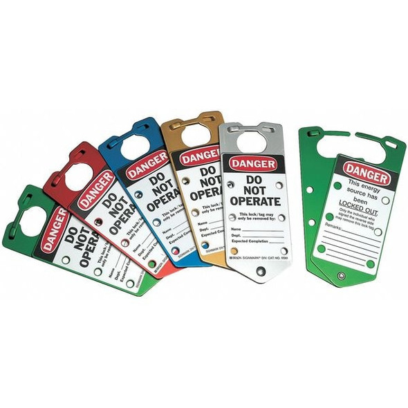 Brady Labeled Lockout Hasp,Snap-On,6 Lock,PK5 22075-G Brady Labeled Lockout Hasp,Snap-On,6 Lock,PK5 22075-G