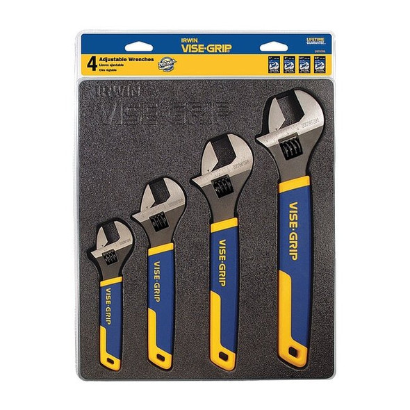 Irwin Adj. Wrench Sets,Steel,Chrome,6" to 12" 2078706