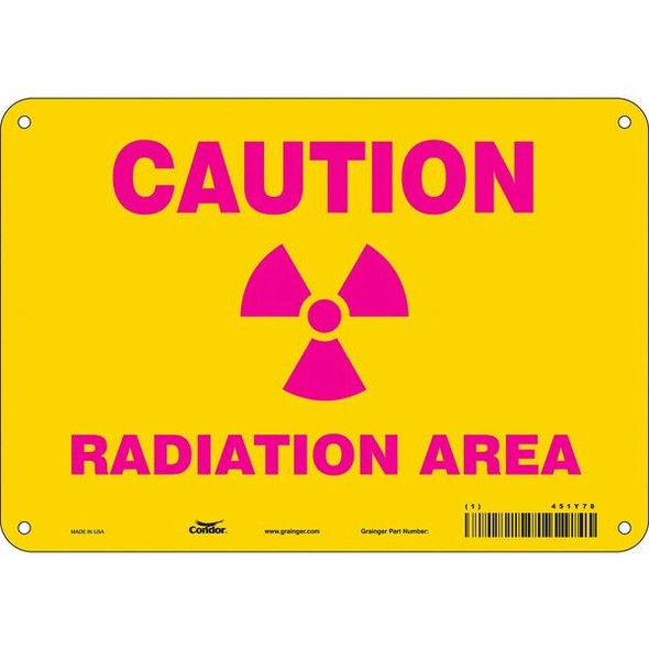 Radiation Safety Sign, 7 in H, 10 in W, Polyethylene, Vertical Rectangle,451Y78