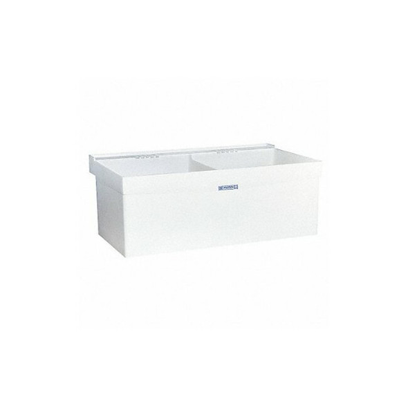 Mustee Laundry Tub 24 in x 40 in, 2, 2, Wall Mount, Thermoplastic 27W
