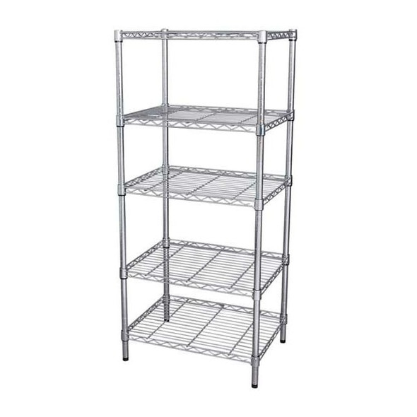Wire Shelving Unit, 18"D x 60"W x 74"H, 5 Shelves, Chrome