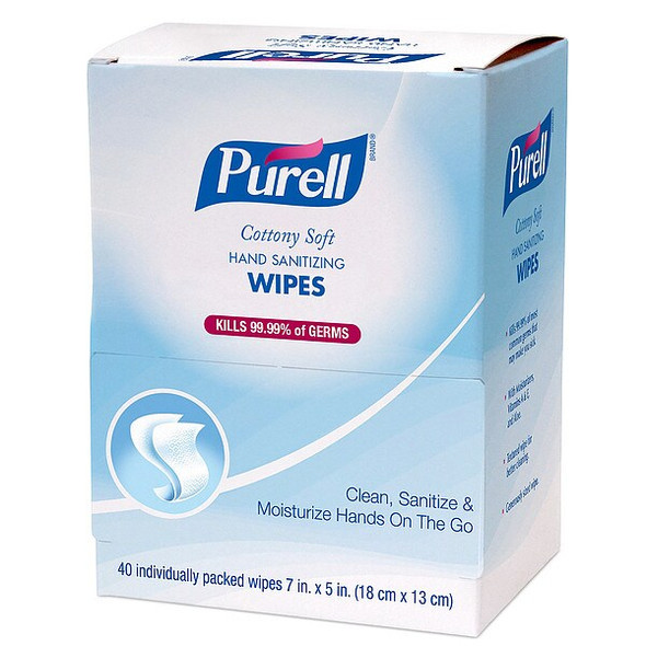 Purell Cottony Soft Hand Sanitizing Wipes, 40 Packets, Display Box 9025-12