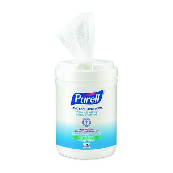 Purell Hand Sanitizing Wipes, Alcohol Formula, 175 Count Canister 9031-06