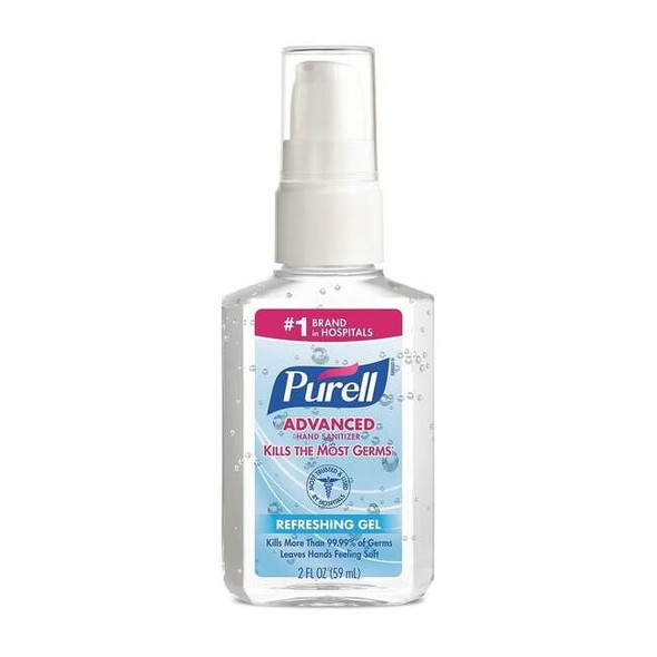 Purell Advanced Hand Sanitizer Gel, 2oz Portable Pump Bottle, PK24 9606-24