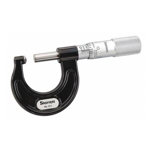 Starrett Outside Micrometer,Carbide Anvil 211XP