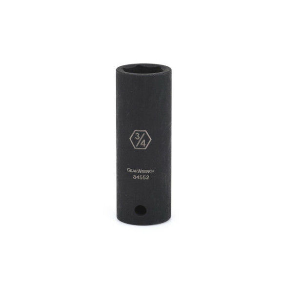 Impact Socket, 1/2 in Drive Size, 3/4 in Opening Size, 6-point, Deep Length