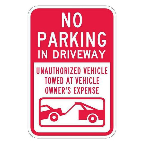 Lyle Driveway No Parking Sign,18" x 12, T1-1068-HI_12x18 T1-1068-HI_12x18