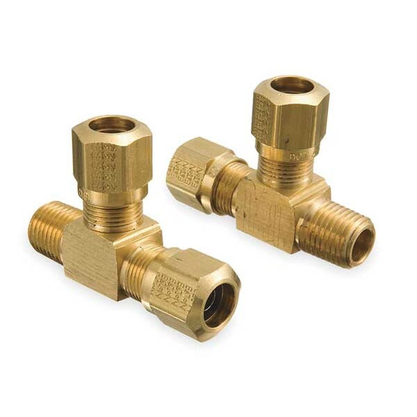 Weatherhead Tee,Brass,Comp1/4",Comp1/4",MNPT1/4" 1471X4