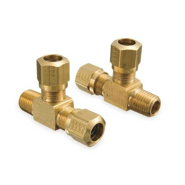 Weatherhead Tee,Brass,Comp1/4",Comp1/4",MNPT1/4" 1471X4