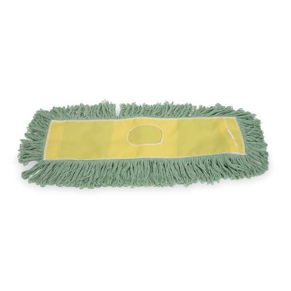 36 in L Dust Mop, Slide On Connection, Cut-End, Green, Cotton/Polyester