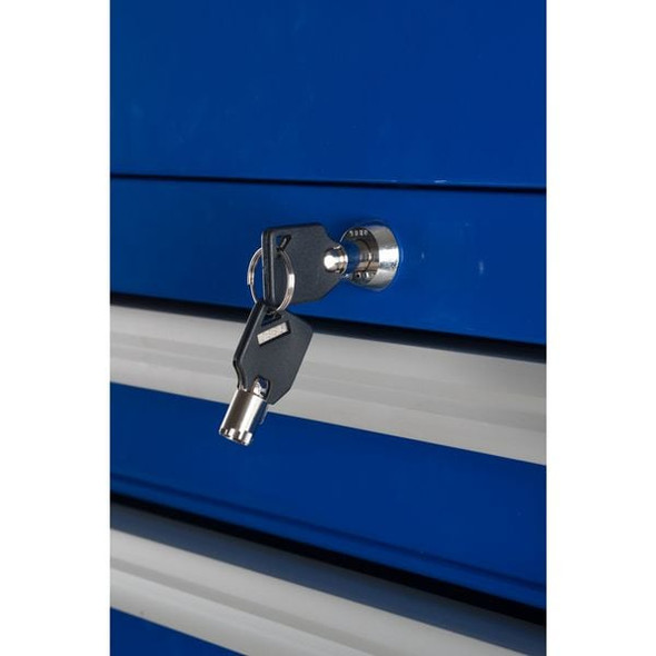 Westward WESTWARD Top Chest, 9-Drawers, Powder Coated Blue, 26" W x 12.5" D x 16.5" H 32H880