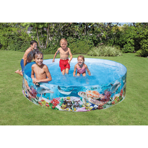 Intex 18 In. D. x 8 Ft. Dia. Polyethylene Deep Blue Sea Snapset Pool Intex 18 In. D. x 8 Ft. Dia. Polyethylene Deep Blue Sea Snapset Pool