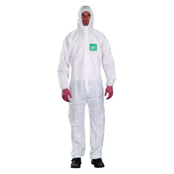 Ansell Hooded Coverall, L, White, Microporous Laminate WH18-B-92-111-04