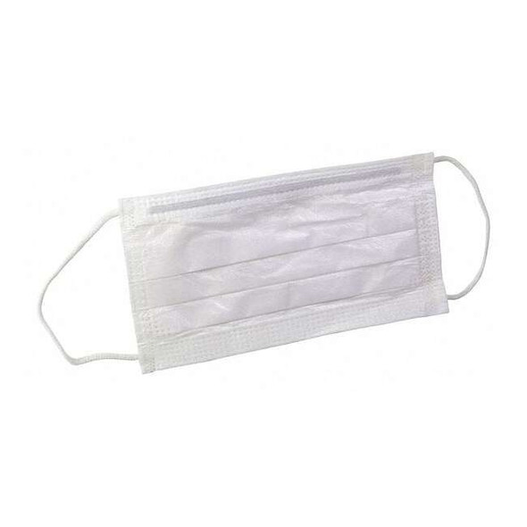 Cleanroom Mask, 3-Ply, Dual, Non-Adjustable Strap, None, White, M, 500 PK