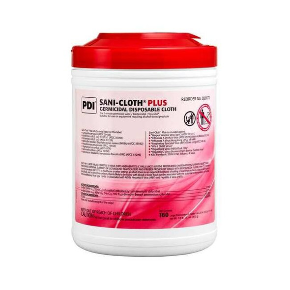 Pdi Germicidal Disinfecting Wipes 6" x 6-3/4", White Q89072