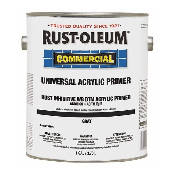 Rust-Oleum Primer,Gray,Water,Acrylic Copolymer,1gal 292606