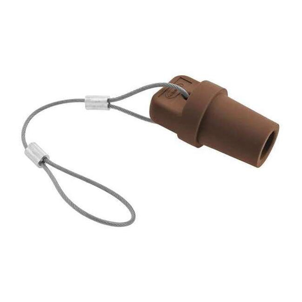 Hubbell Wiring Device-Kellems Single Pole Connector Cover,Male,Brown HBLMCAPBN