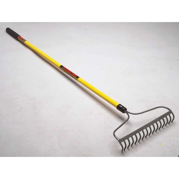 Seymour Midwest 16-1/4 in Steel Bow Rake, 16 Tines, 60 in L Fiberglass Handle 42366GRA
