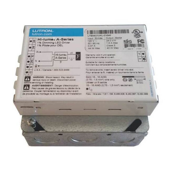 Lutron LED Driver, 24VDC, 120/277VAC, 170-370 mA L3DA4U1UKL-CV240