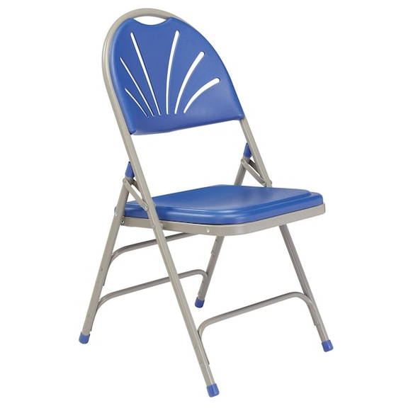 National Public Seating Folding Chair, Plastic, Blue/Gray, PK4 1105