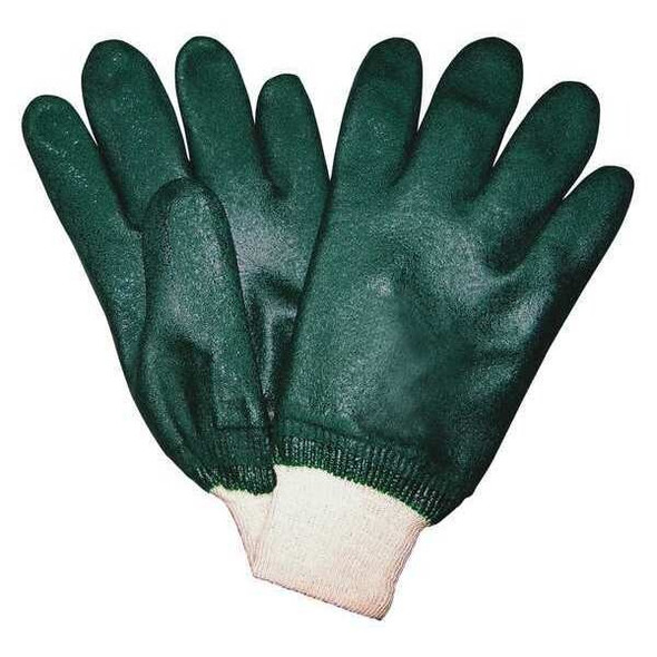 Chemical Resistant Gloves, PVC, 10.5 in L, 59.0 mil, Green, L, 12 PK