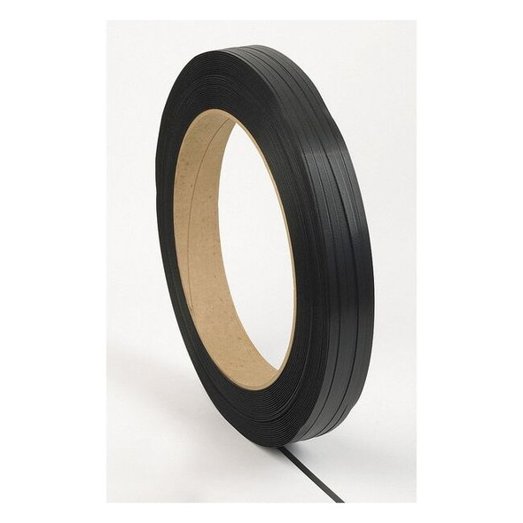 Plastic Strapping, 1/2 in W, 0.022 in Thick, 9,000 ft L, 400 lb Break, Hand