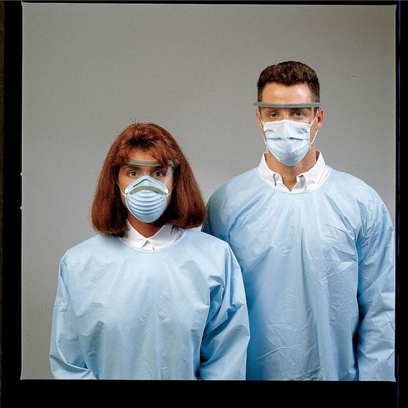 Disposable Face Masks, 3-Ply, Dual, Non-Adjustable Strap, None, Blue, M, 25 PK