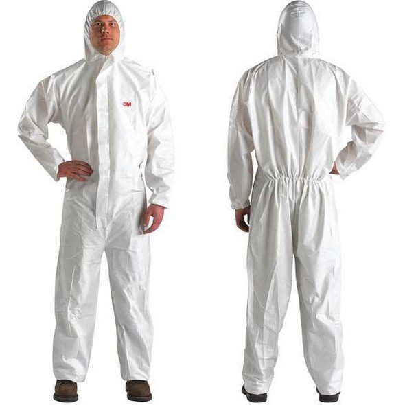 3m Hooded Disposable Coveralls, M, White, Microporous Laminate 4510-M
