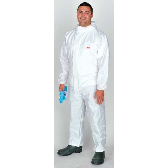 3m Hooded Disposable Coveralls, M, White, Microporous Laminate 4510-M