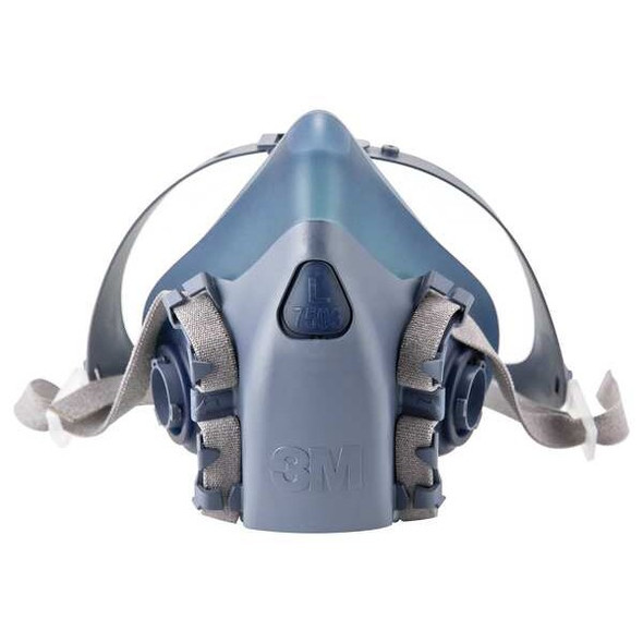 3m Half Mask Respirator,Silicone,Blue, Gray 7503
