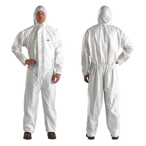 3m Hooded Disposable Coveralls, L, White, Microporous Laminate 4510-L