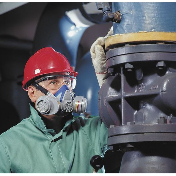 Msa Safety Half Mask Respirator, Advantage 200 LS Series, Bayonet, Single Neckstrap, Blue, L 815452