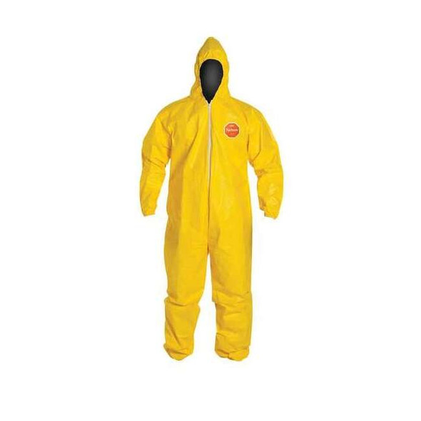 Coverall. Standard Fit Hood. Stormflap. Elastic Wrists and Ankles. Yellow. XL