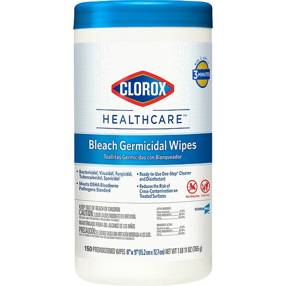 Clorox Germicidal Disinfecting Wipes, 6 x 5", 6 Pack, 150 Wipes/ Pack 30577