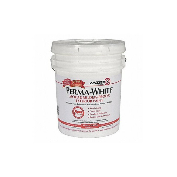 Zinsser Interior/Exterior Paint, Semi-gloss, Water Base, White, 5 gal 3130