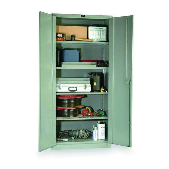 Shelving Storage Cabinet, 78 in H, 48 in W, 24 in D, Swing, Padlock Hasp, Dark Gray, 4 Shelves